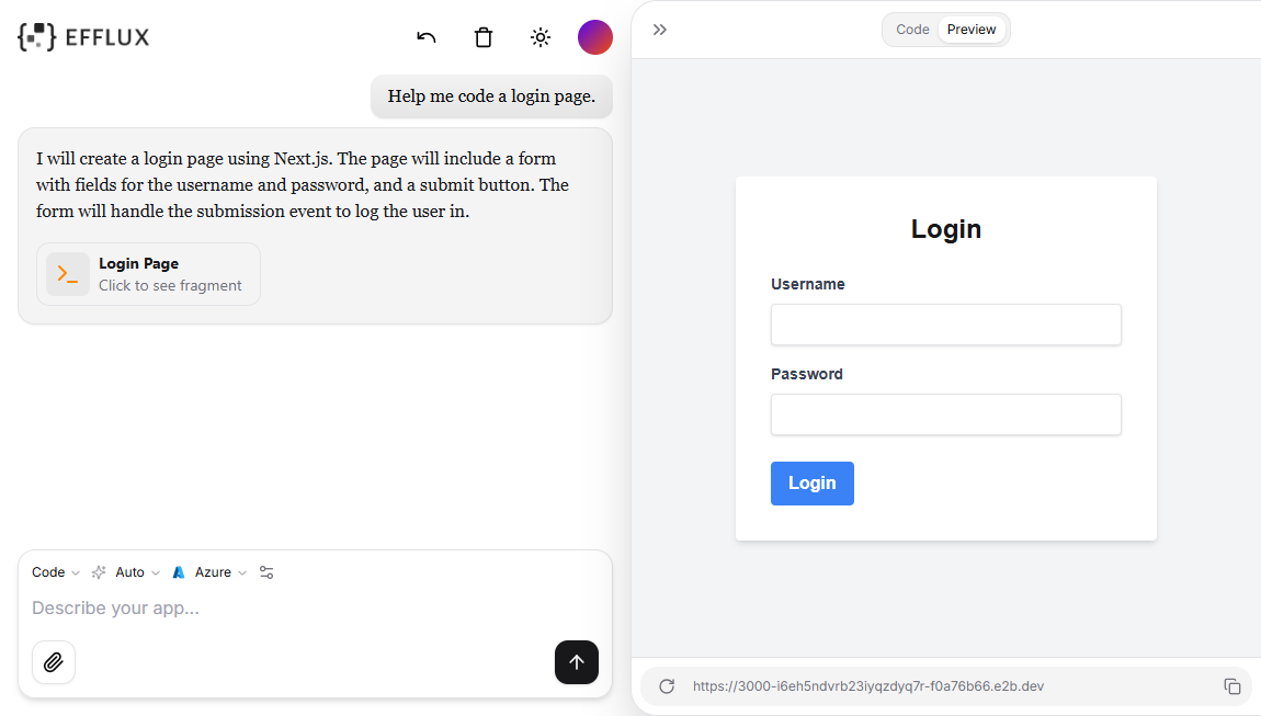 Efflux code-GUI preview